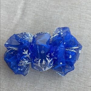 Blue and Silver Kids Hair Bow